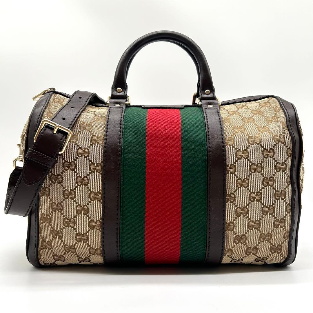 【極美品】GUCCI ボストンバッグ GGキャンバス シェリーライン 2way