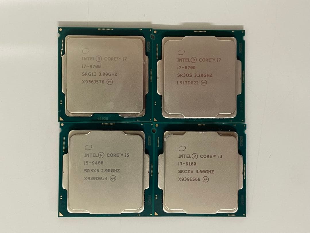 Intel Core i7-9700、i7-8700、i5-9400 、他CPU