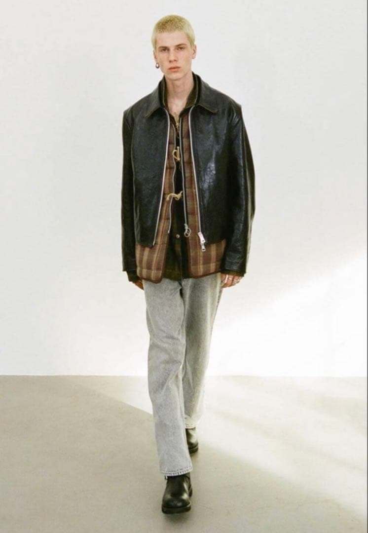 our legacy ブラック ミニレザージャケット 48