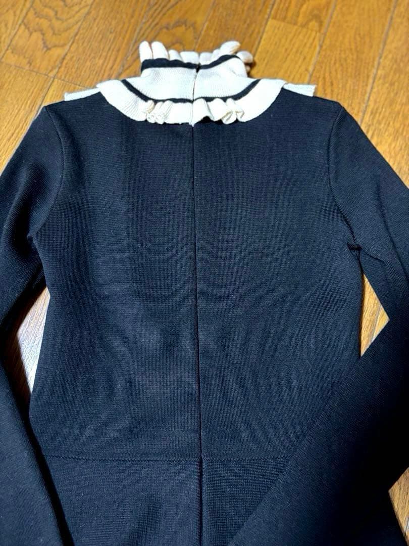 blugirl ブルマリン ブルーガール フリルニットワンピース　黒　40