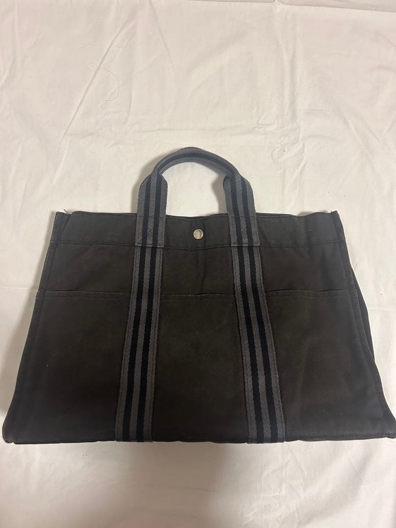 エルメス フールトゥ MM ブラック トートバッグ キャンバス 正規品