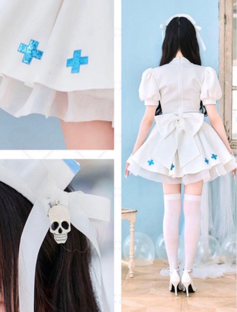 【タイムセール】malymoon ラブティントスカルナース 白（ナース服）