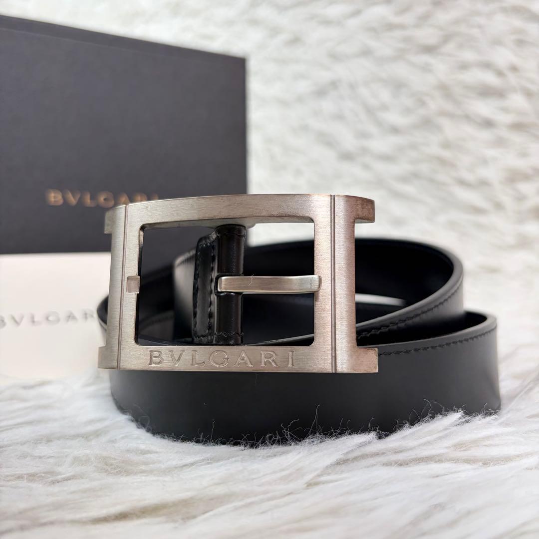 極美品/付属品完備✨ ブルガリ レザー ベルト レッタンゴロ シルバーバックル