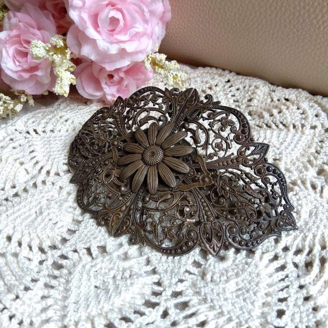 イマック ヴィンテージ バレッタ メタルレース フランス ヘアアクセサリー