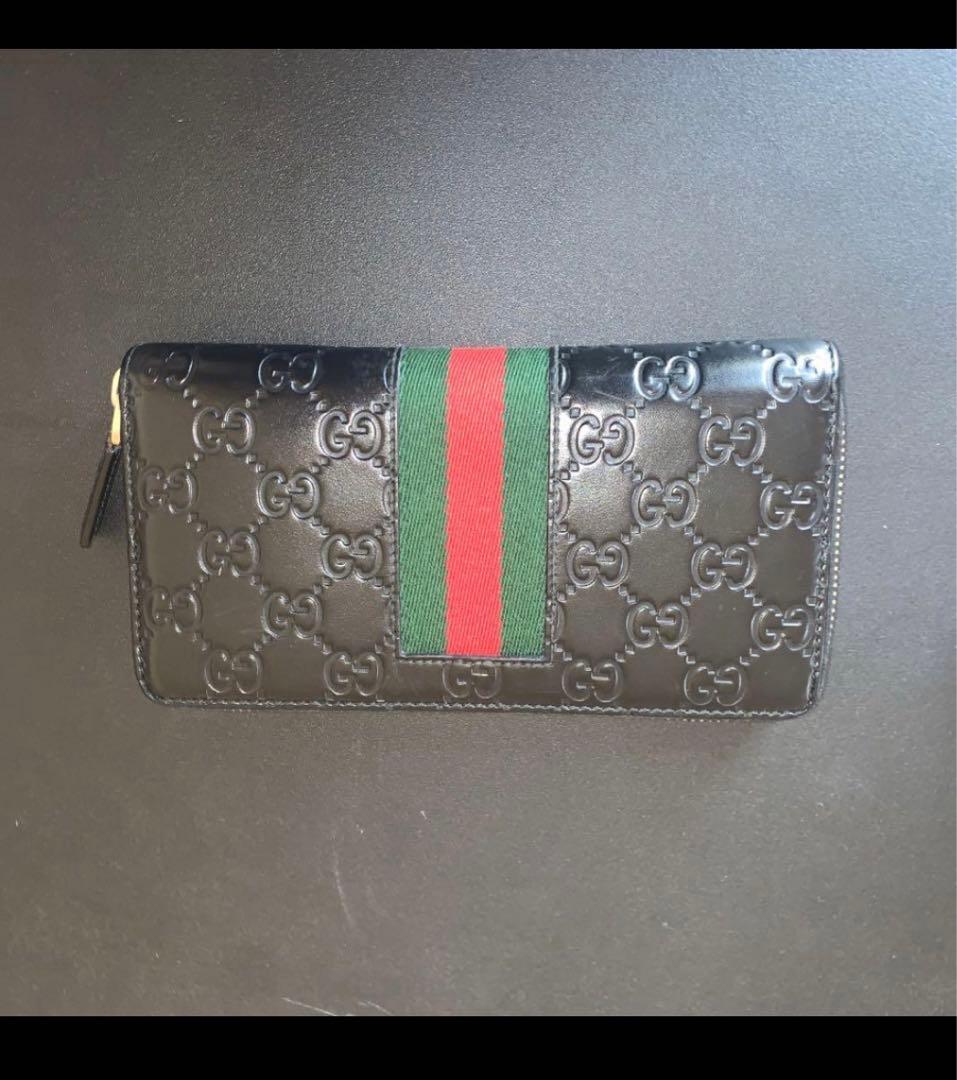 グッチ GUCCI ラウンドファスナー 長財布 メンズ ニューウェブ