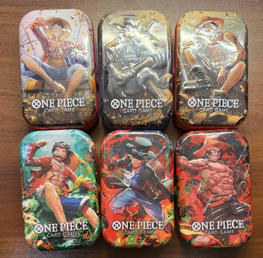 ワンピースカード アジア tin缶 6種 未開封 ルフィ サボ エース