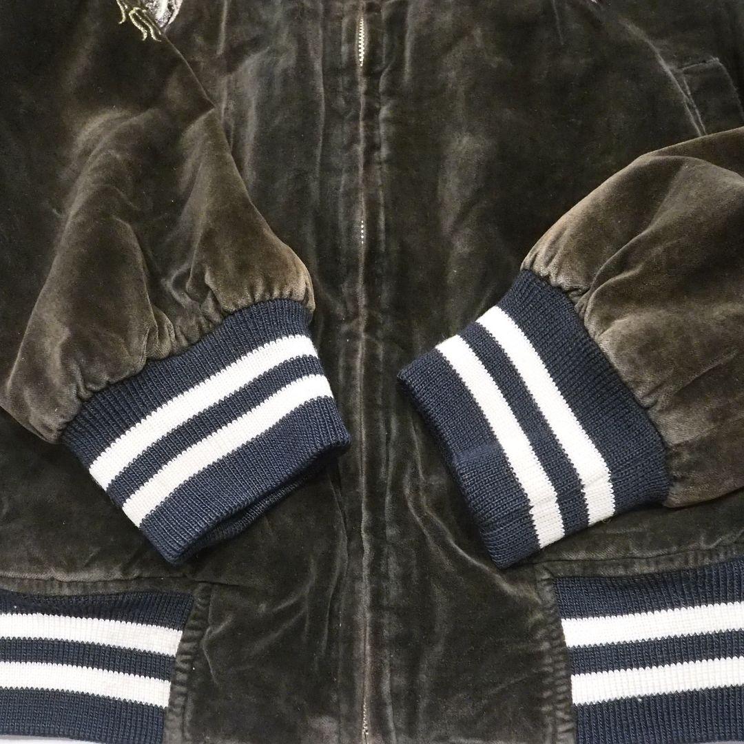 【別珍】ベロアスカジャン 和柄総刺繍 裏地キルティング 鷲龍 横須賀 90s