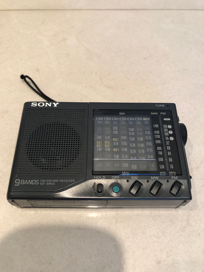 SONY ICF-SW22 ポケット短波ラジオ、ケース、専用アンテナ