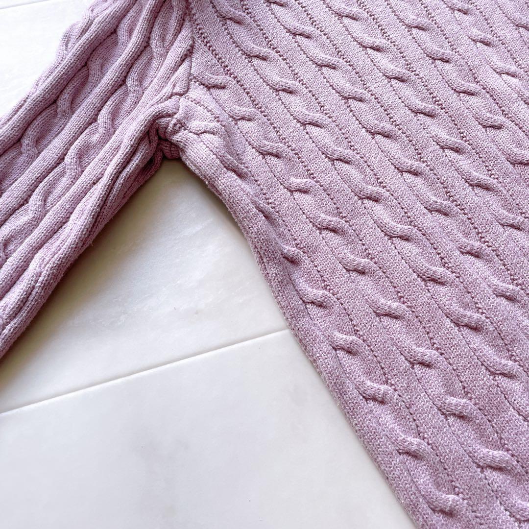 人気✨ローレンラルフローレン ケーブルニット 肩ボタン ワッペン ロゴ L