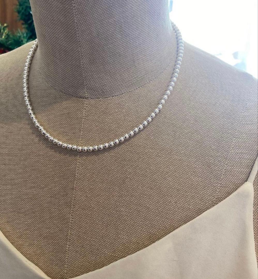 シルバー925製ラウンドビーズネックレス40cm ロンハーマン　ボールチェーン