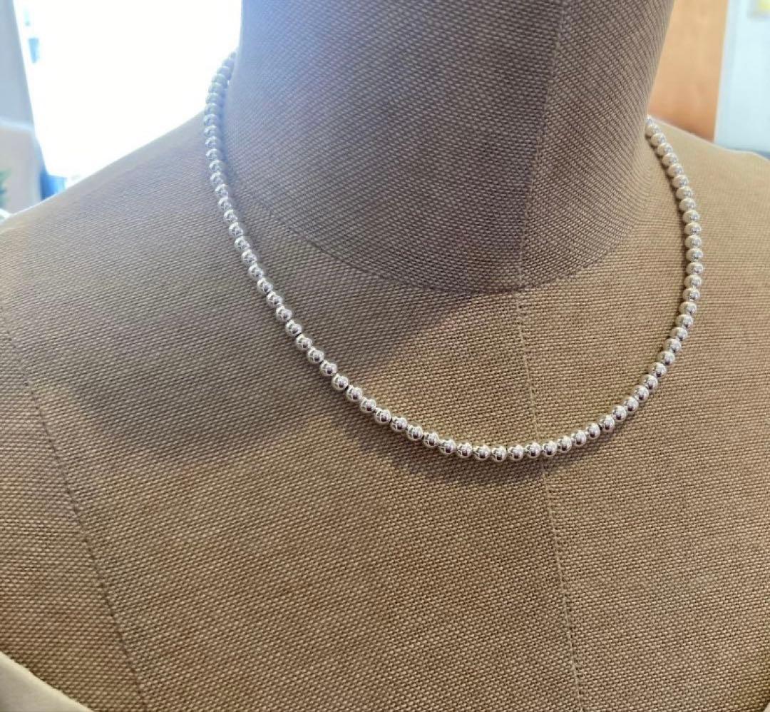 シルバー925製ラウンドビーズネックレス40cm ロンハーマン　ボールチェーン