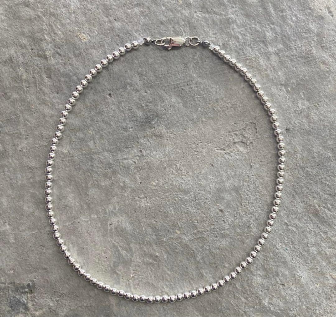 シルバー925製ラウンドビーズネックレス40cm ロンハーマン　ボールチェーン