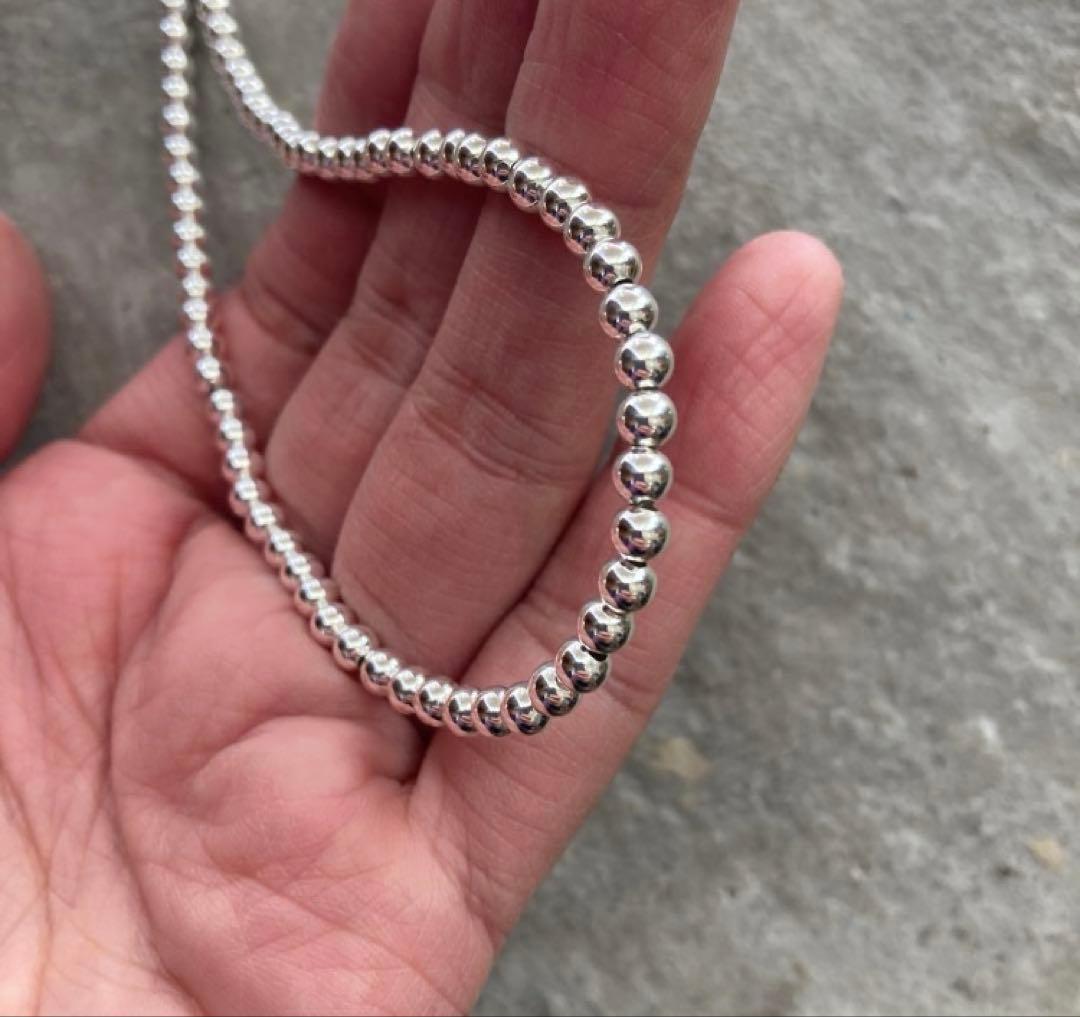 シルバー925製ラウンドビーズネックレス40cm ロンハーマン　ボールチェーン