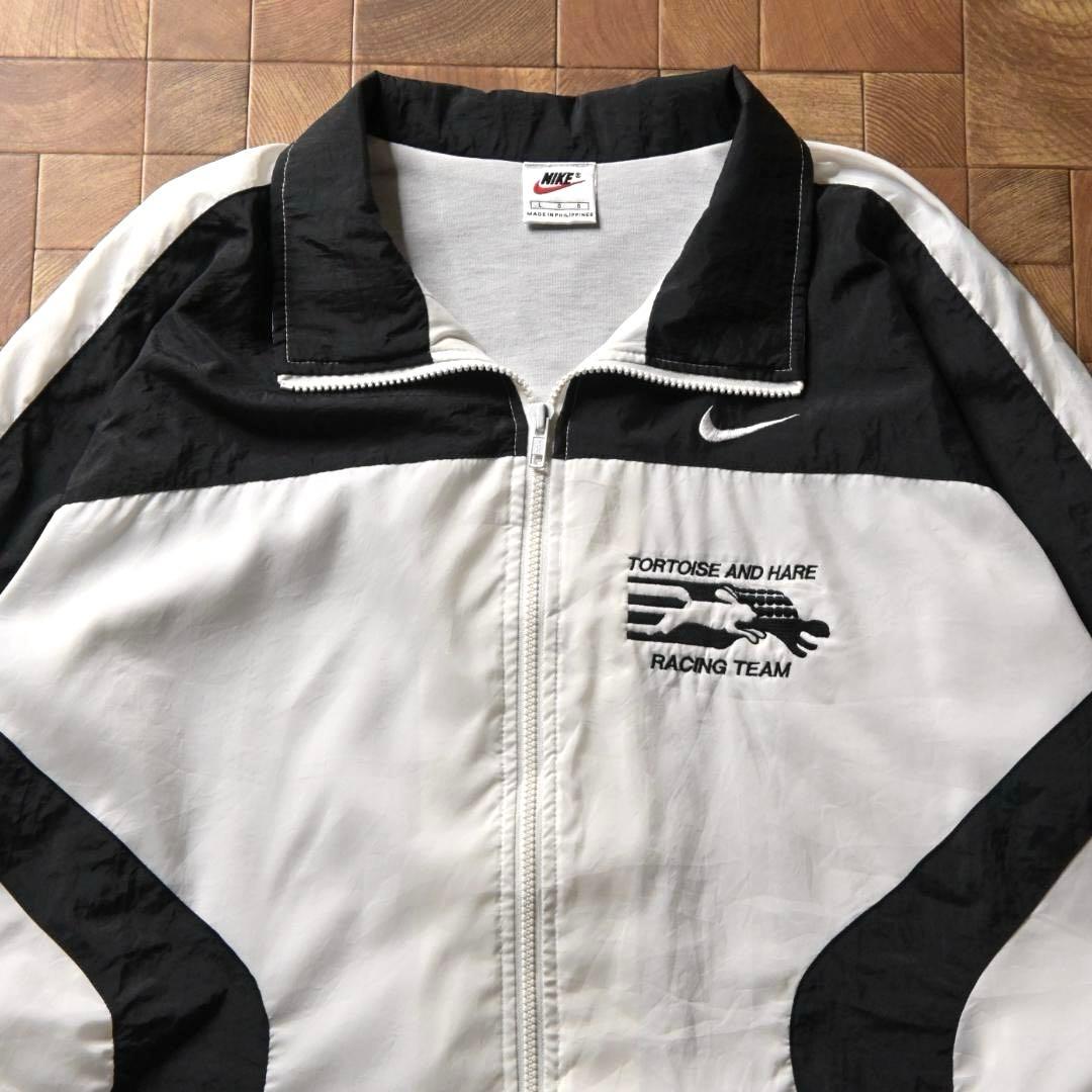 B*様 90s　ナイキ　企業ロゴ ナイロンジャケット　ホワイト　ブラック　白黒