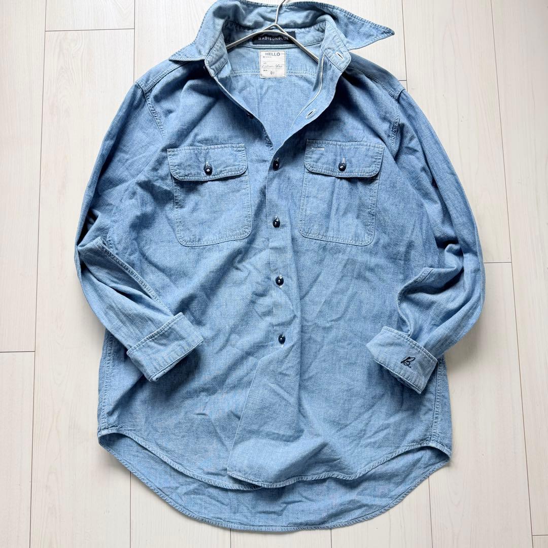 希少✨マディソンブルー　HAMPTON シャンブレーシャツ ワークシャツ　刺繍