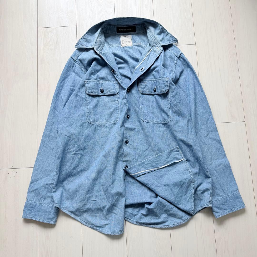 希少✨マディソンブルー　HAMPTON シャンブレーシャツ ワークシャツ　刺繍