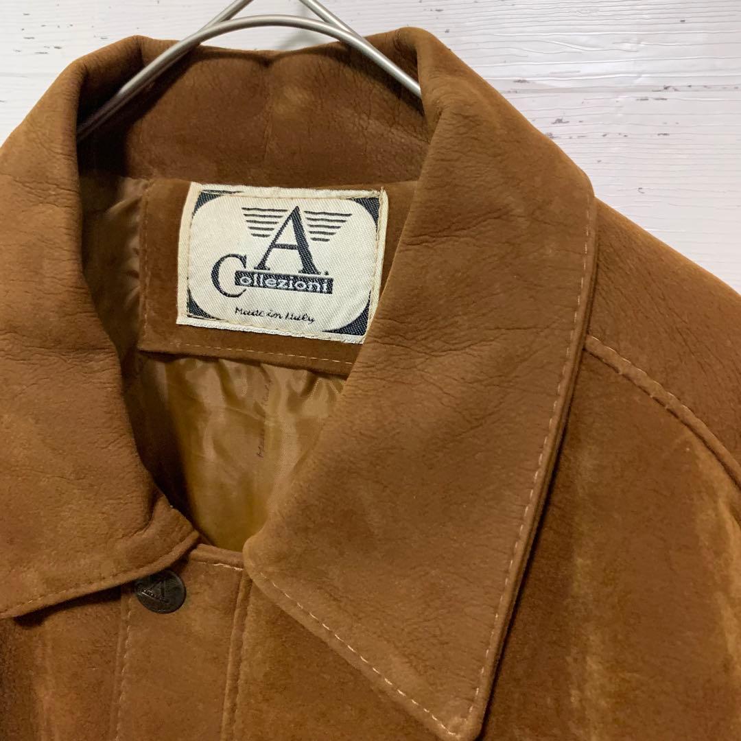 【7ahk】スエードレザーブルゾンジャケットvintage イタリア製