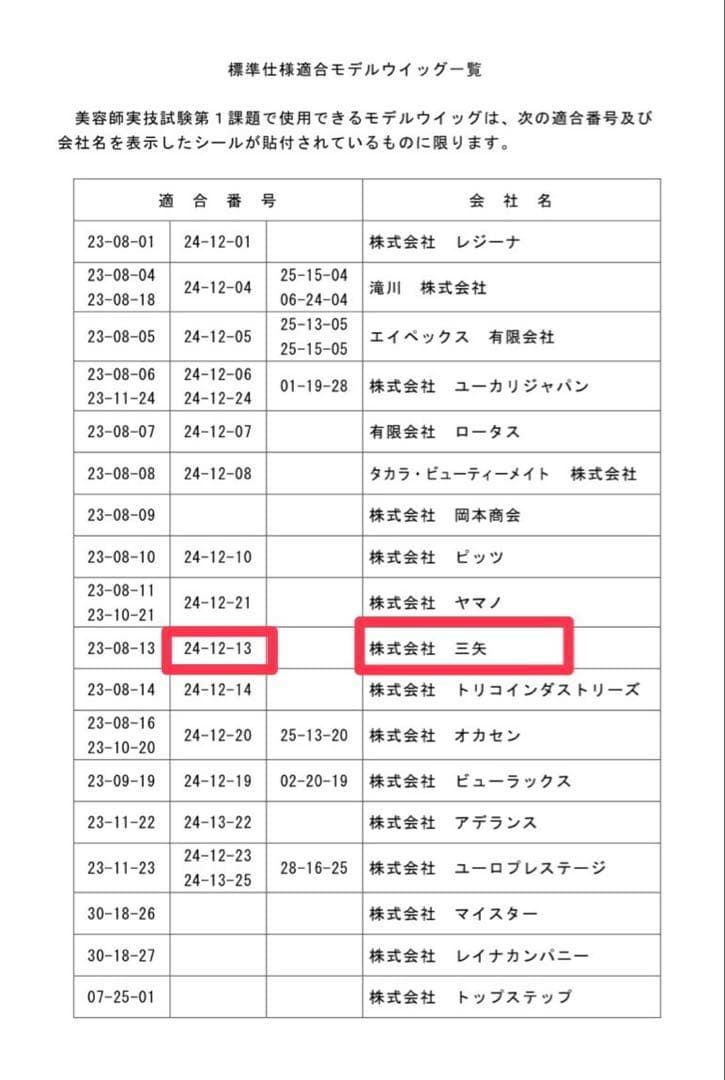美容師実技試験　本番用　三矢カットウィッグ　【4体】