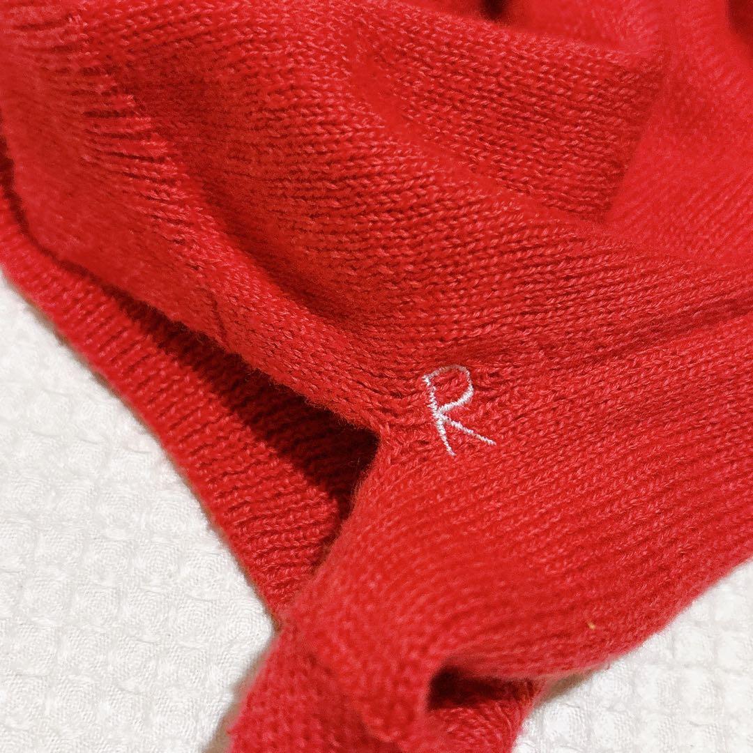 美品✨45R スーピマ超ガーゼポンチョ オーバーサイズ 軽量 赤 ニット 近年