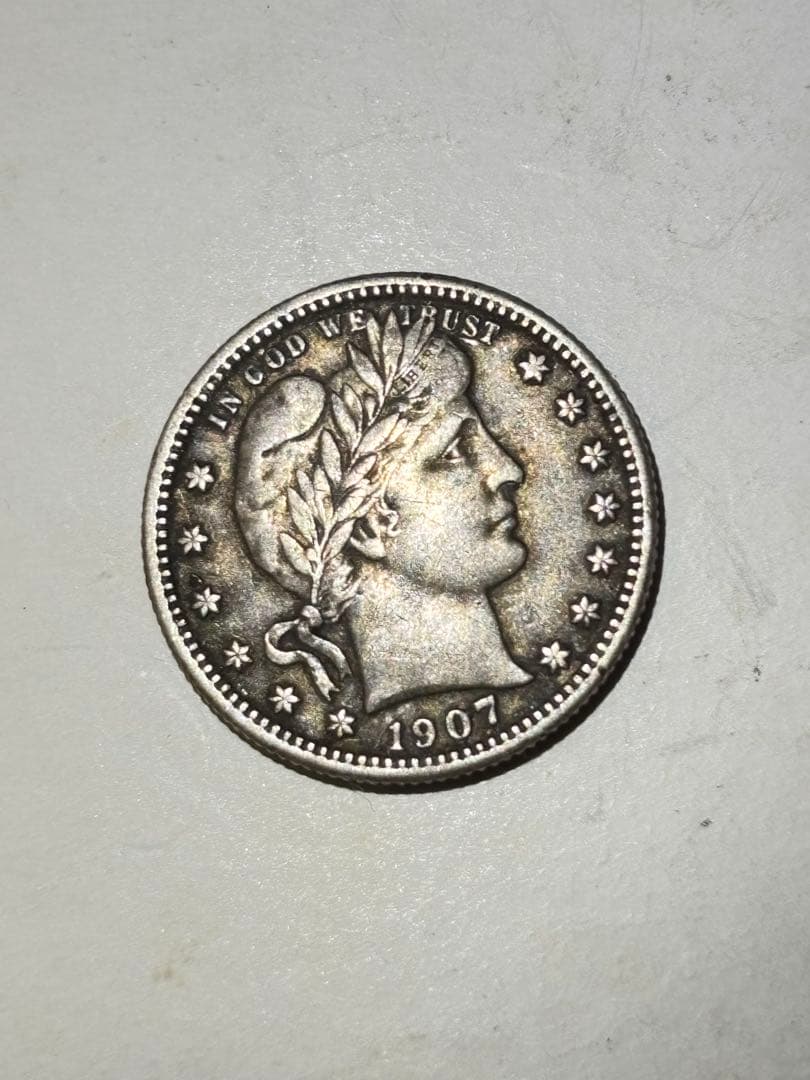 岡*満様 バーバークォーター　1907S 特年　極美品　希少　レア　古銭
