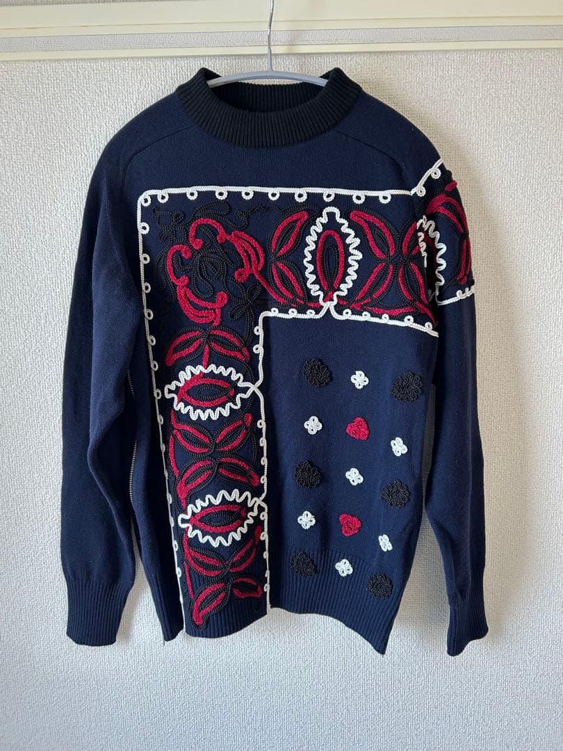 サカイ　ペイズリー　刺繍　ニット