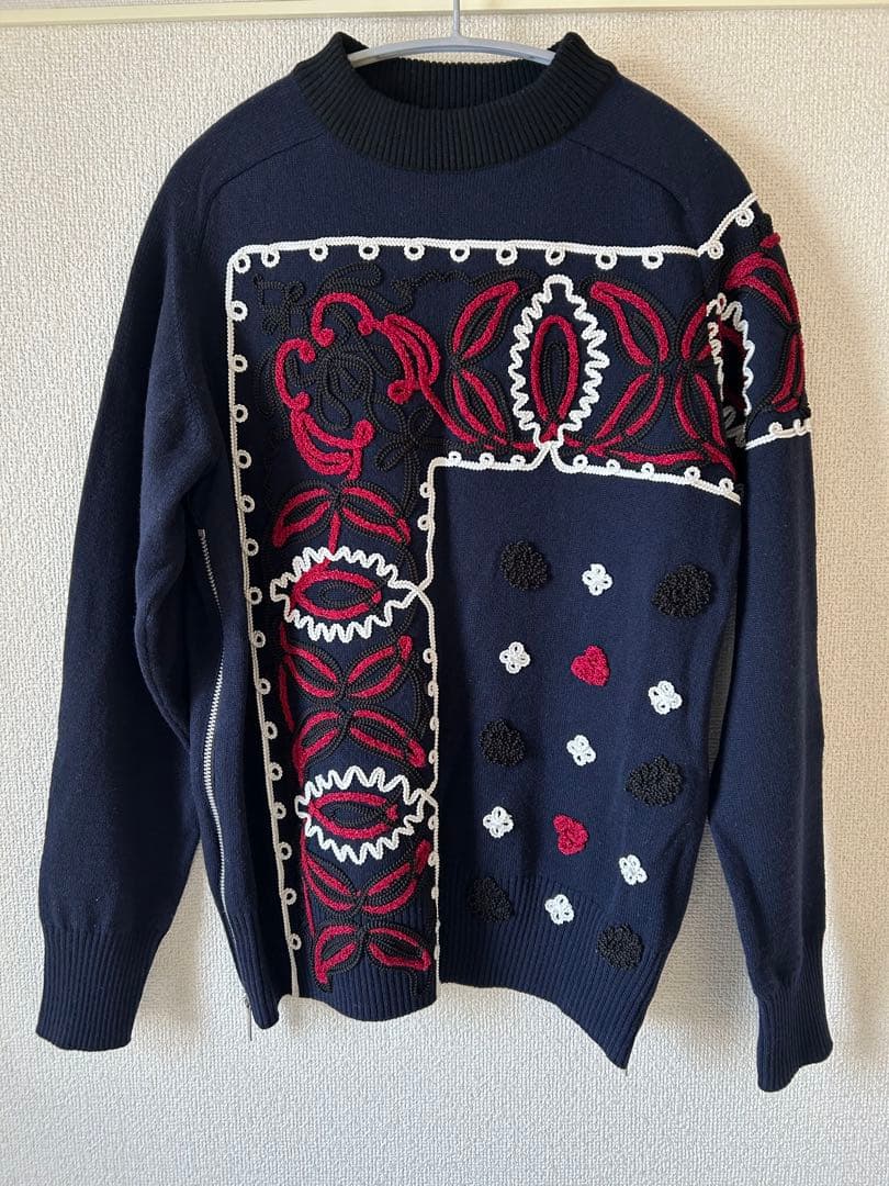サカイ　ペイズリー　刺繍　ニット