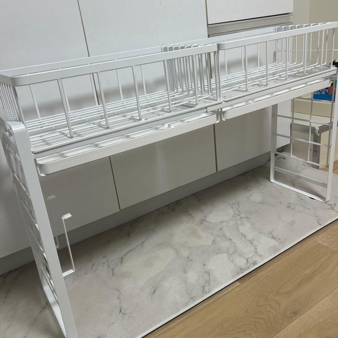 山﨑実業　シンク上 伸縮システムラック tower ホワイト 4点セット