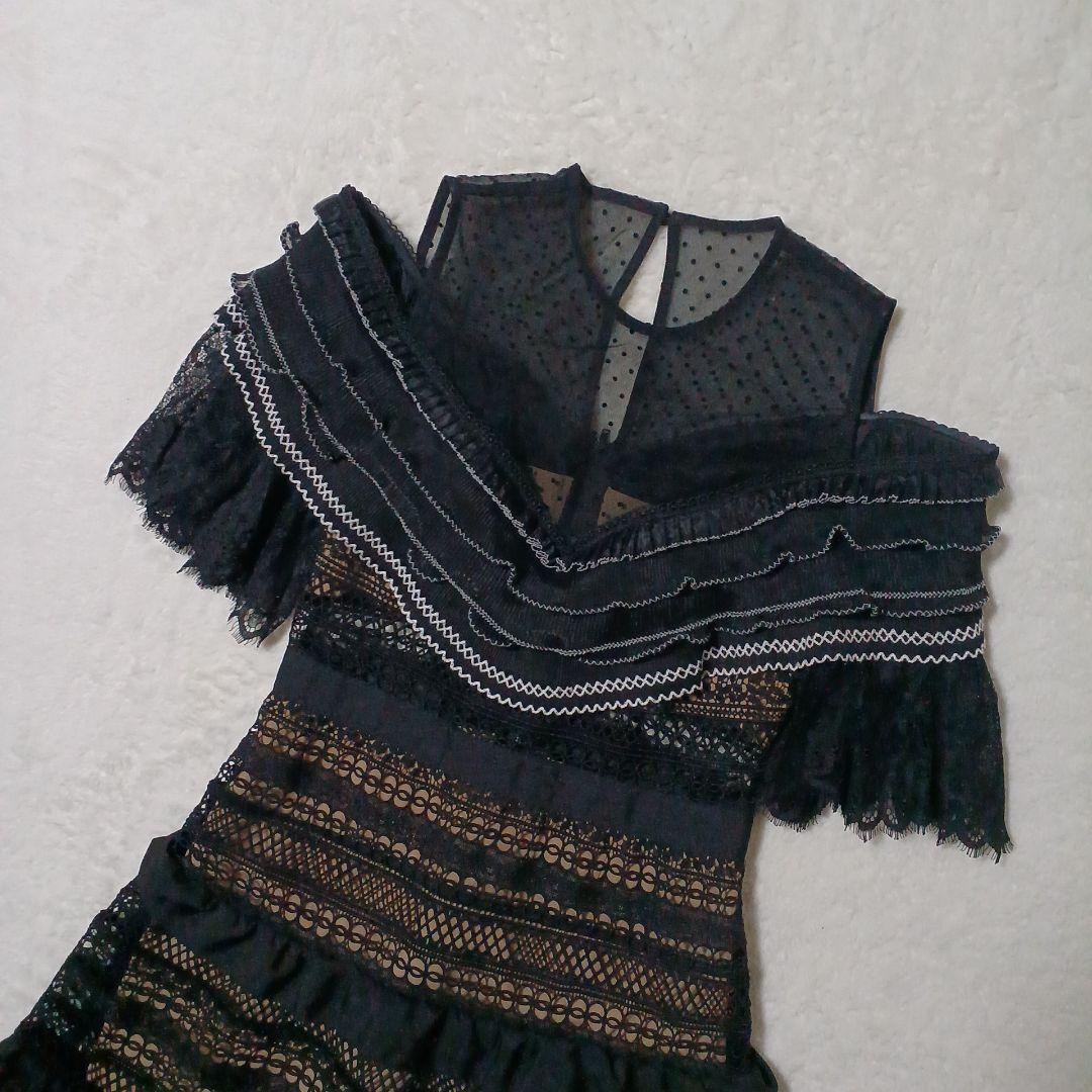 セルフポートレート self-portrait ドレス　ティアードワンピース　黒