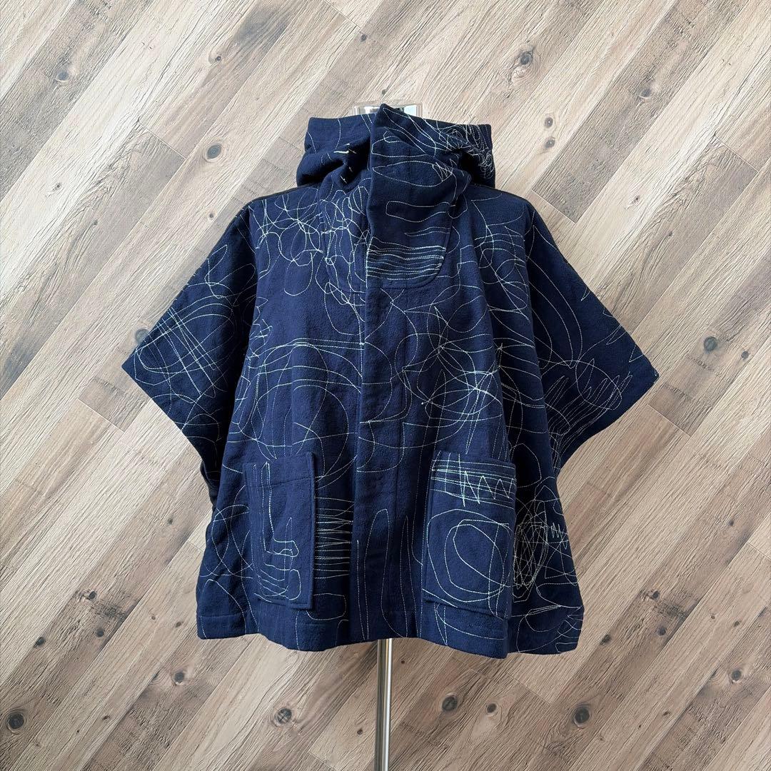 オガワトモコ 刺繍作家 ステッチ刺繍 フード 肉厚 綿100% 羽織り