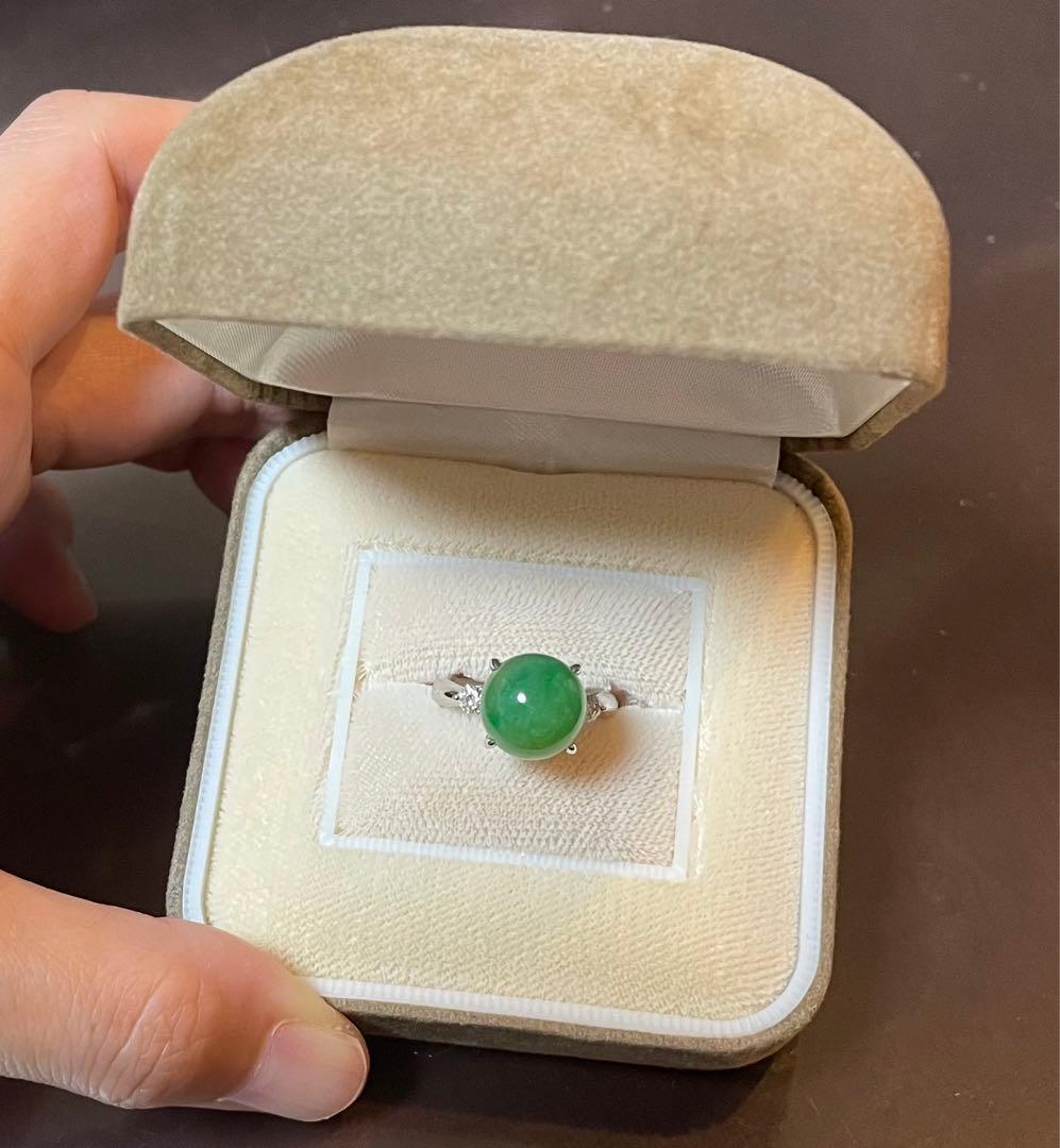 翡翠、ダイヤモンド　プラチナリング　10号
