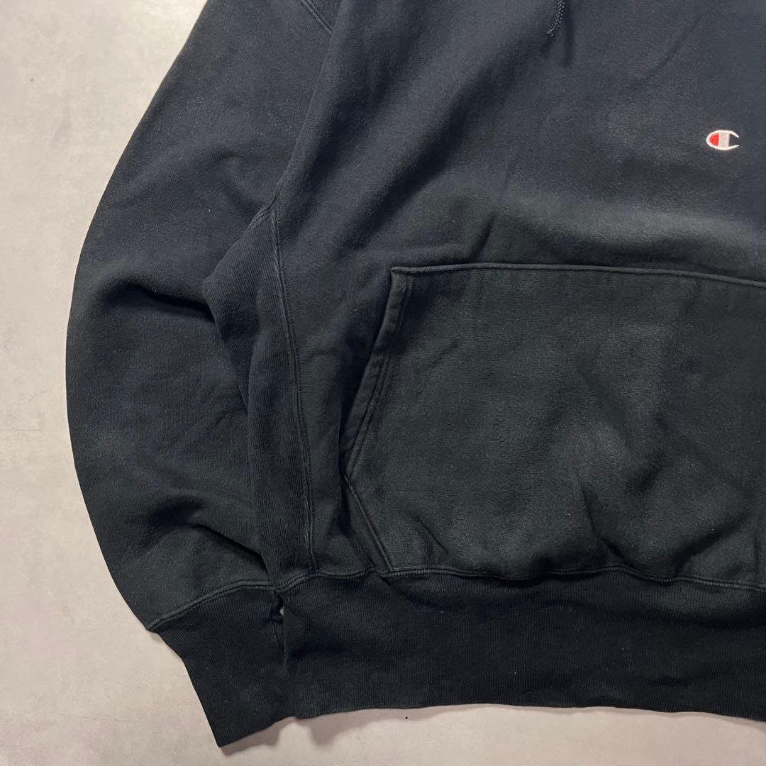 ◎90s Champion reverse weave パーカー 黒 刺繍タグ