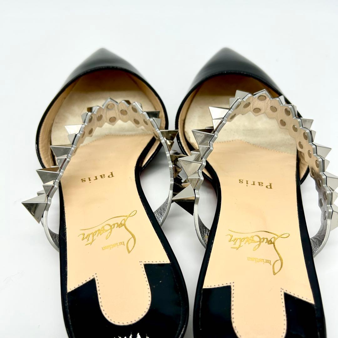 【未使用級】クリスチャンルブタン ミュール Planet Choc 黒 スタッズ