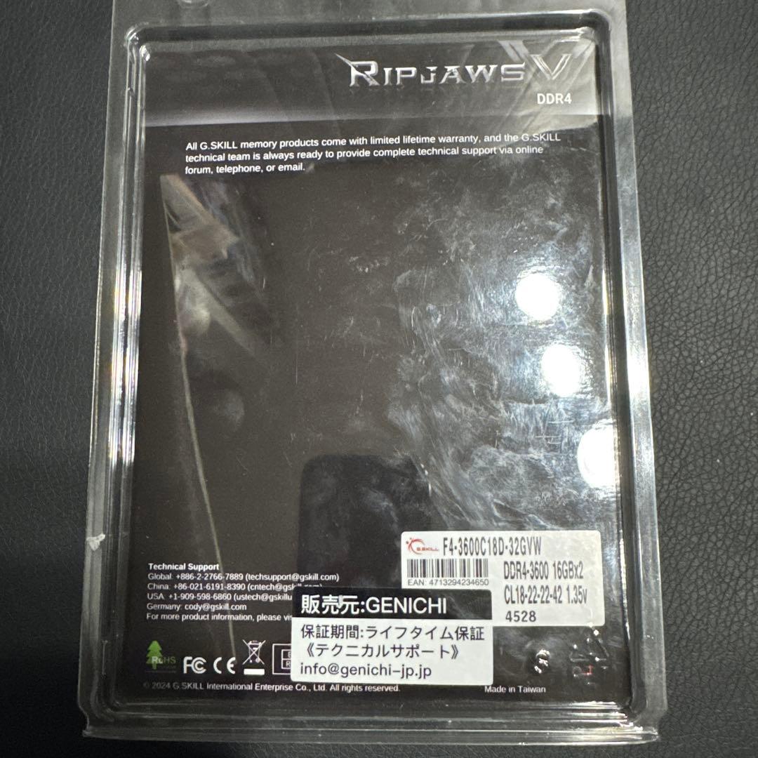 G.SKILL RipjawsV DDR4-3600 32GB(16GBx2枚)