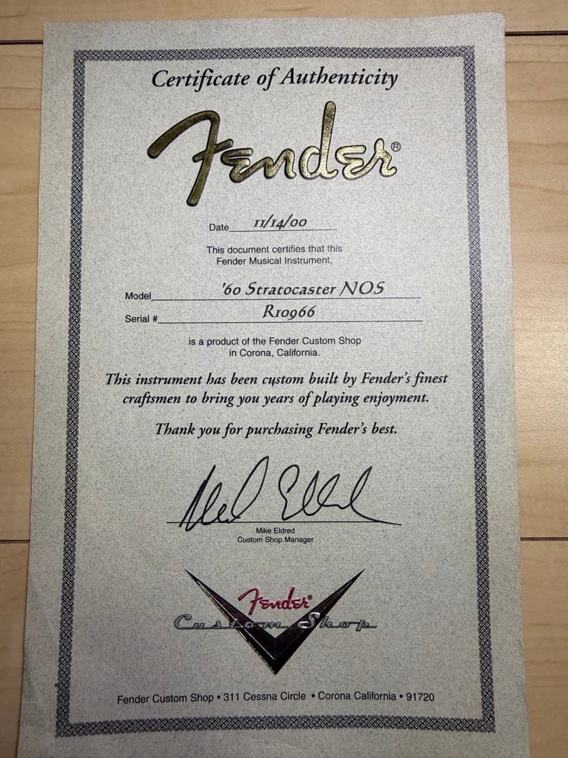 ギター Fender Custom Shop 60 Stratocaster NOS