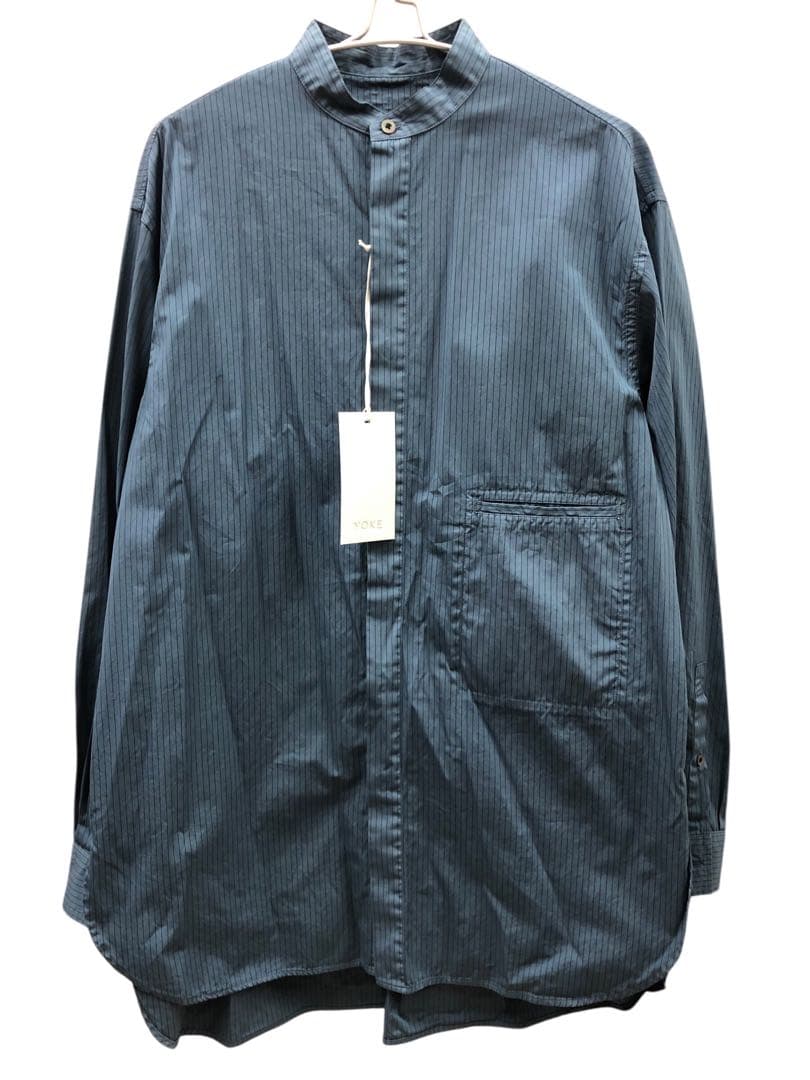 naoki新品 YOKE Stripe Band Collar Shirt