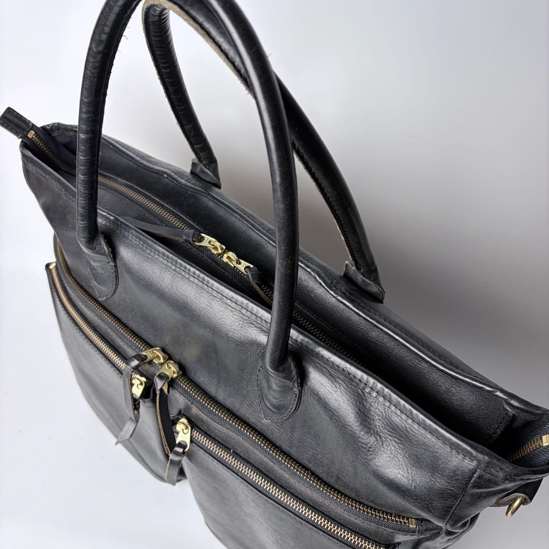 Ryu トートバッグ　ビジネス　2way A4　大容量　レザー　ブラック