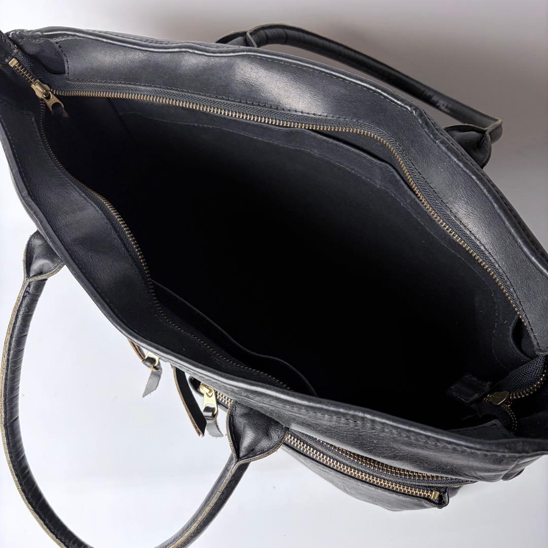 Ryu トートバッグ　ビジネス　2way A4　大容量　レザー　ブラック