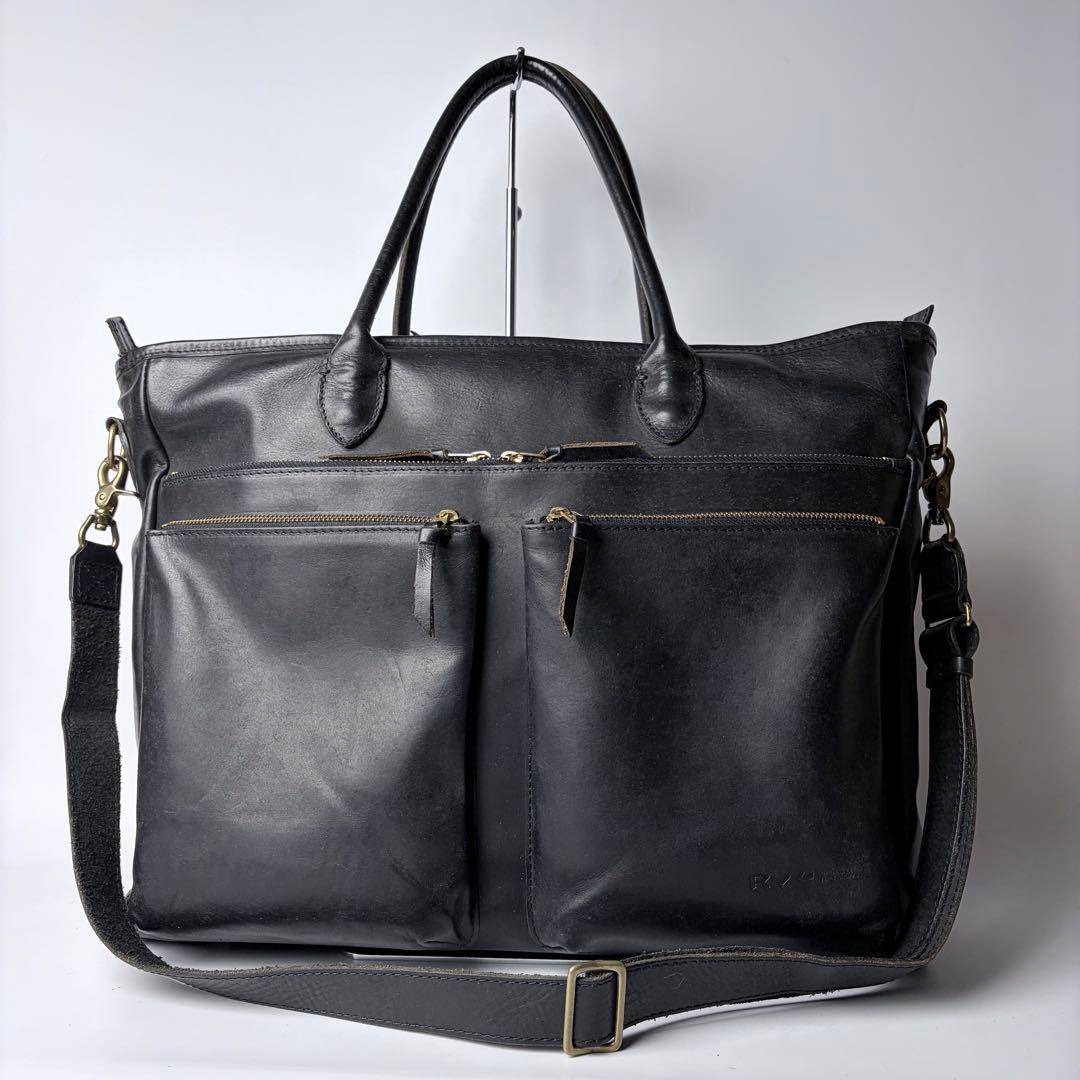 Ryu トートバッグ　ビジネス　2way A4　大容量　レザー　ブラック