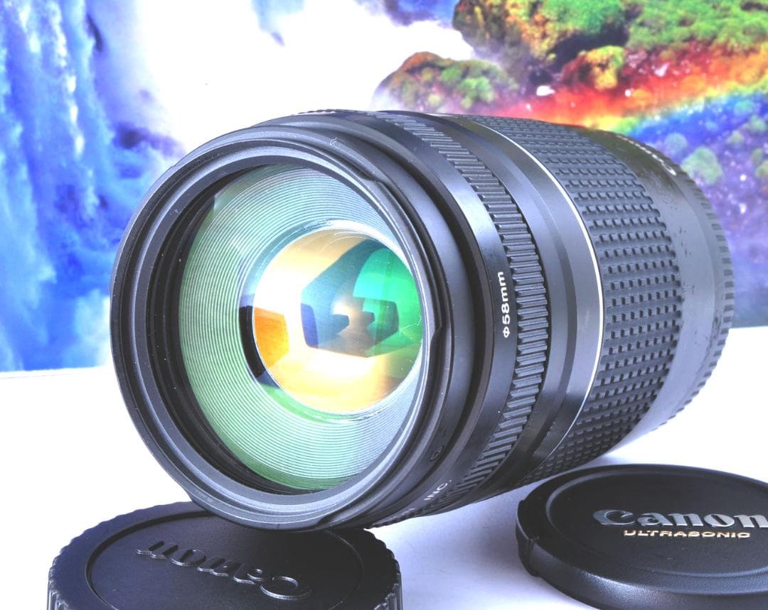 キヤノン Canon 望遠レンズ 迫力の75-300mm レンズフード付き！