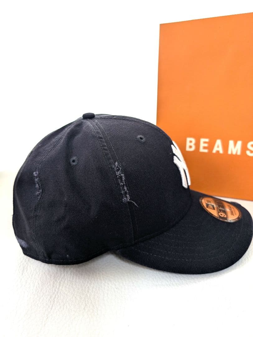 ビームス✕ニューエラ ダメージ キャップ ★ヤンキース★ネイビー帽子