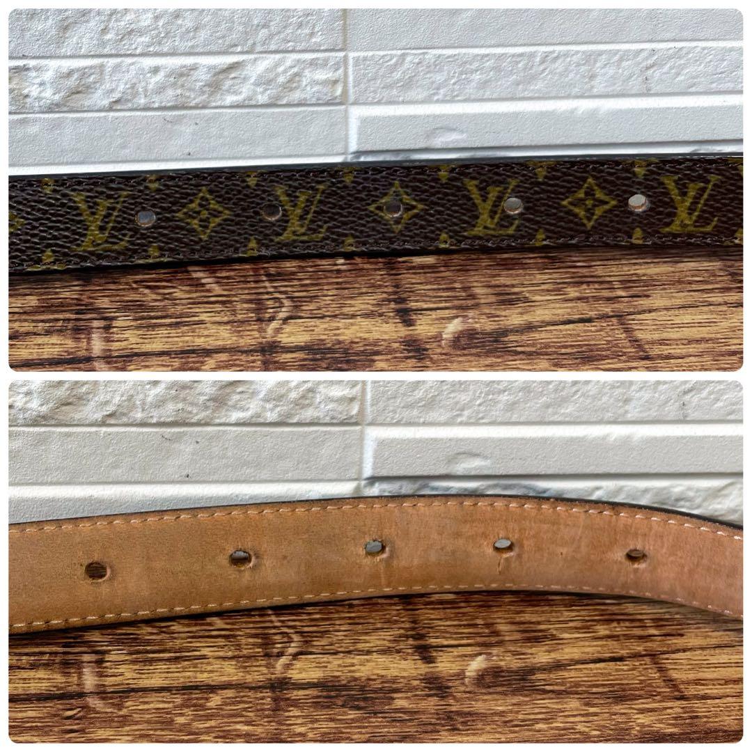 ルイヴィトン モノグラム レザー ゴールド 金具 バックル ベルト 細め.
