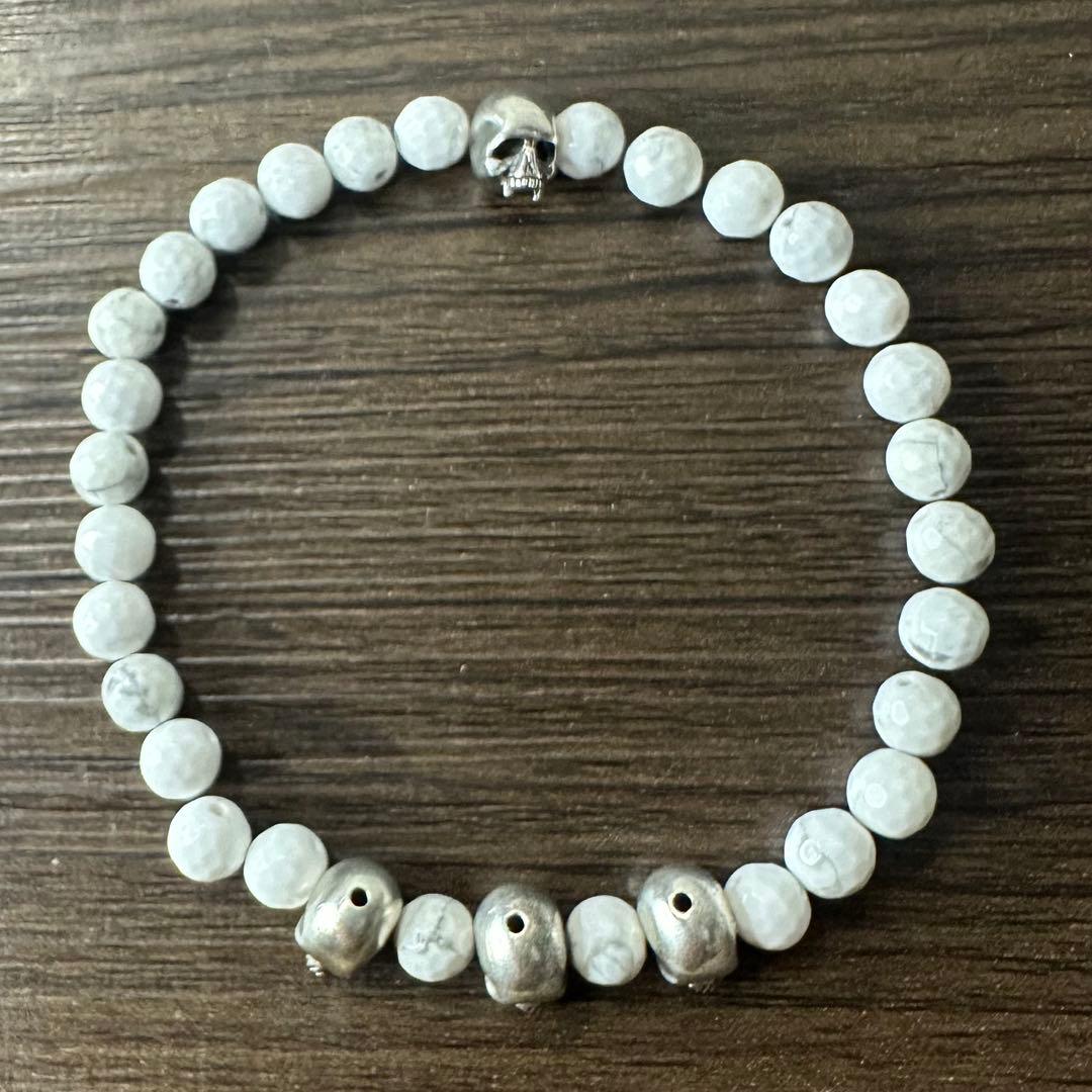 ■ Roen シルバー925 スカルボール 4個■ パワーストーン ブレスレット