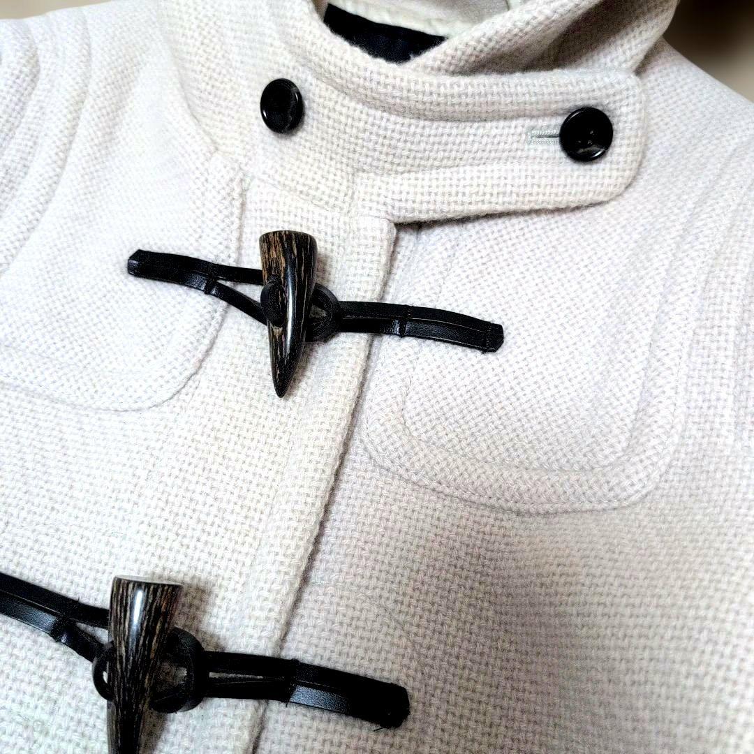 INED ピュアウール ロング ダッフルコート フード 大きいサイズ L 白