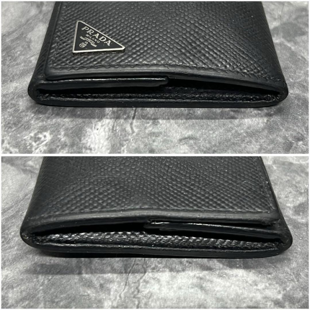 高級✨プラダ　ケース　三角ロゴ　型押し　レザー　サフィアーノ　黒