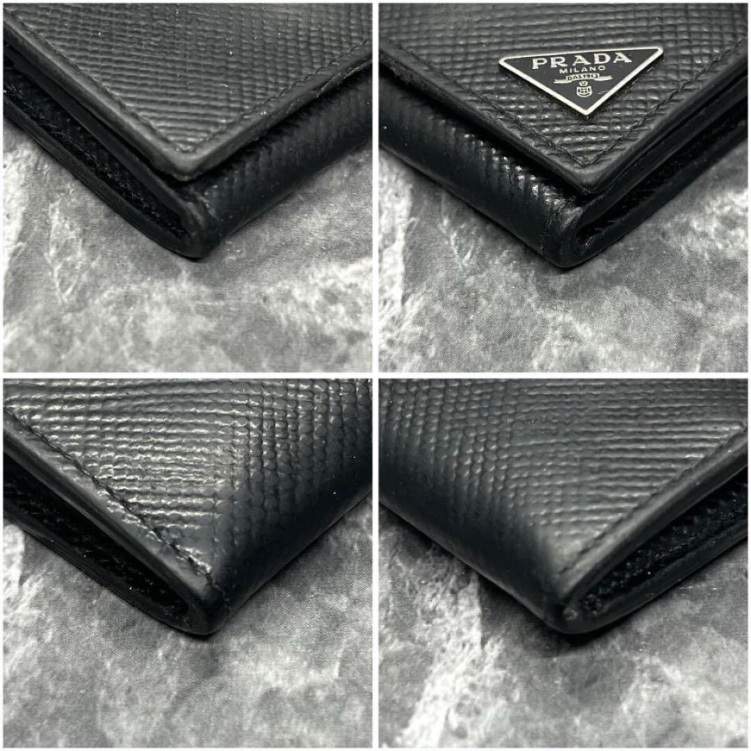 高級✨プラダ　ケース　三角ロゴ　型押し　レザー　サフィアーノ　黒