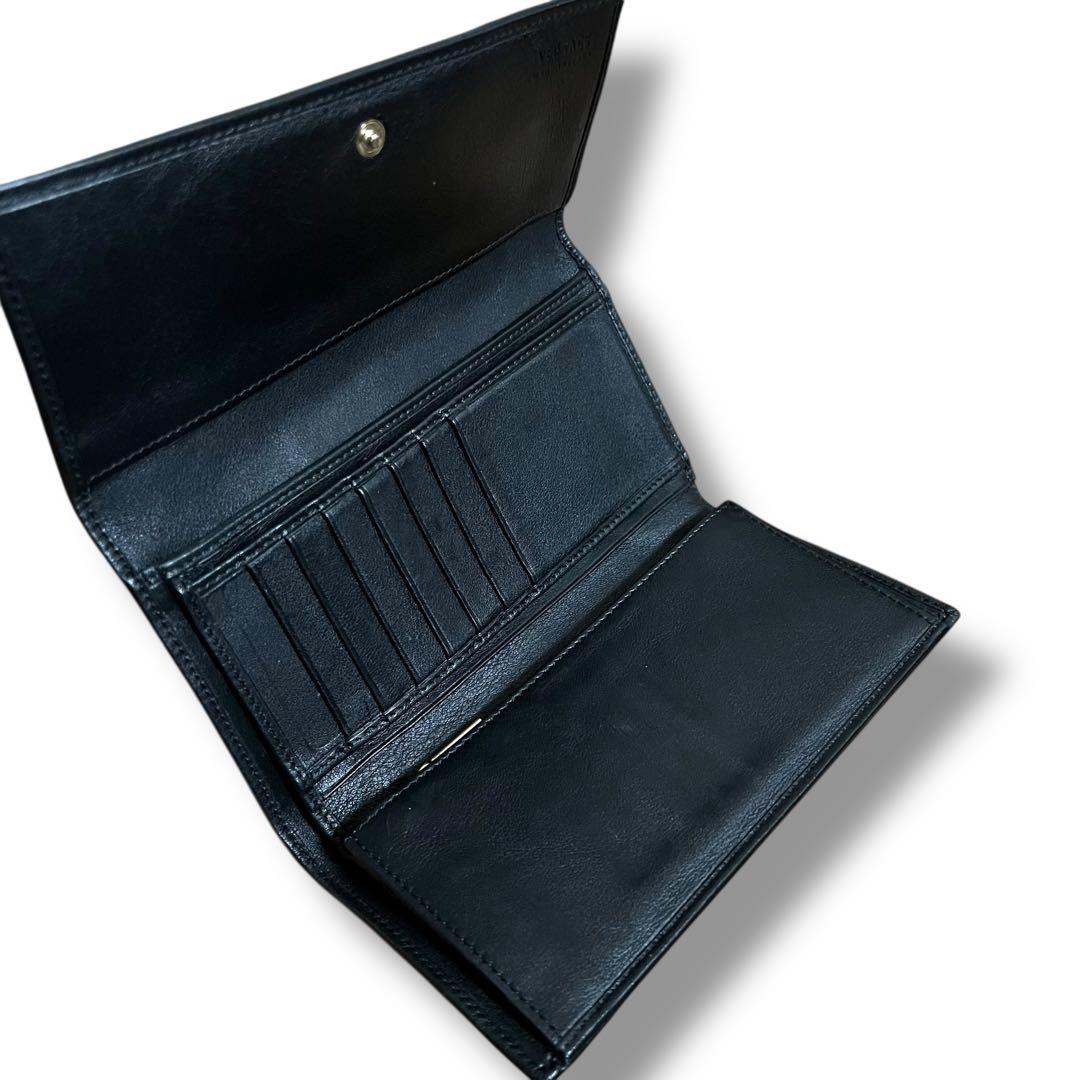 美品 VERSACE 長財布 キャンバス レザー ブラック グレカ メデューサ