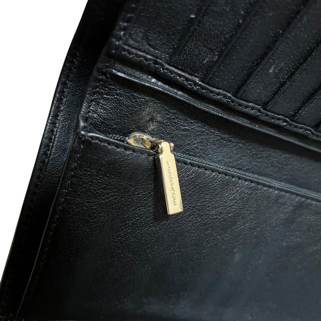 美品 VERSACE 長財布 キャンバス レザー ブラック グレカ メデューサ