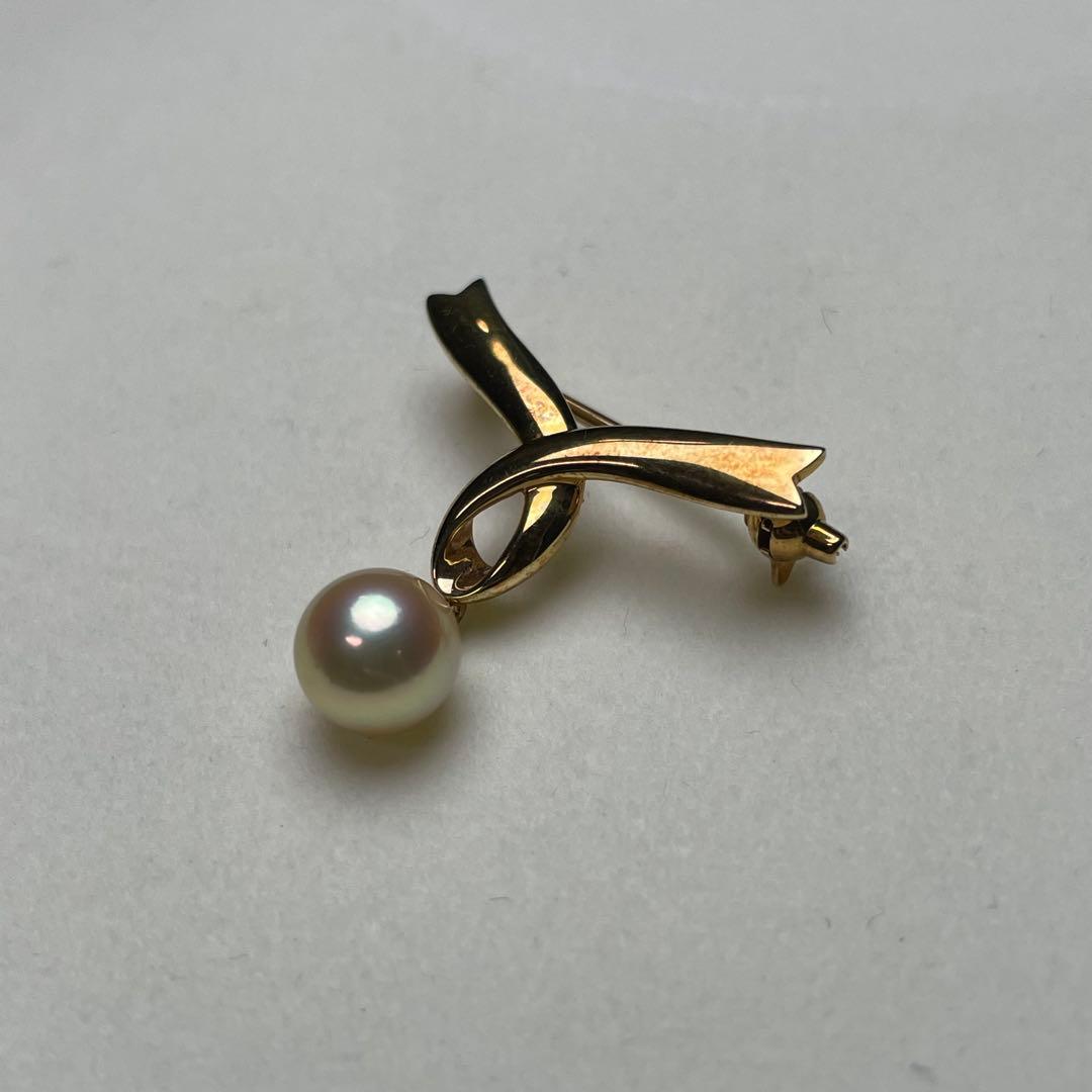 ミキモト アコヤ真珠 ブローチ 7.2mm K18