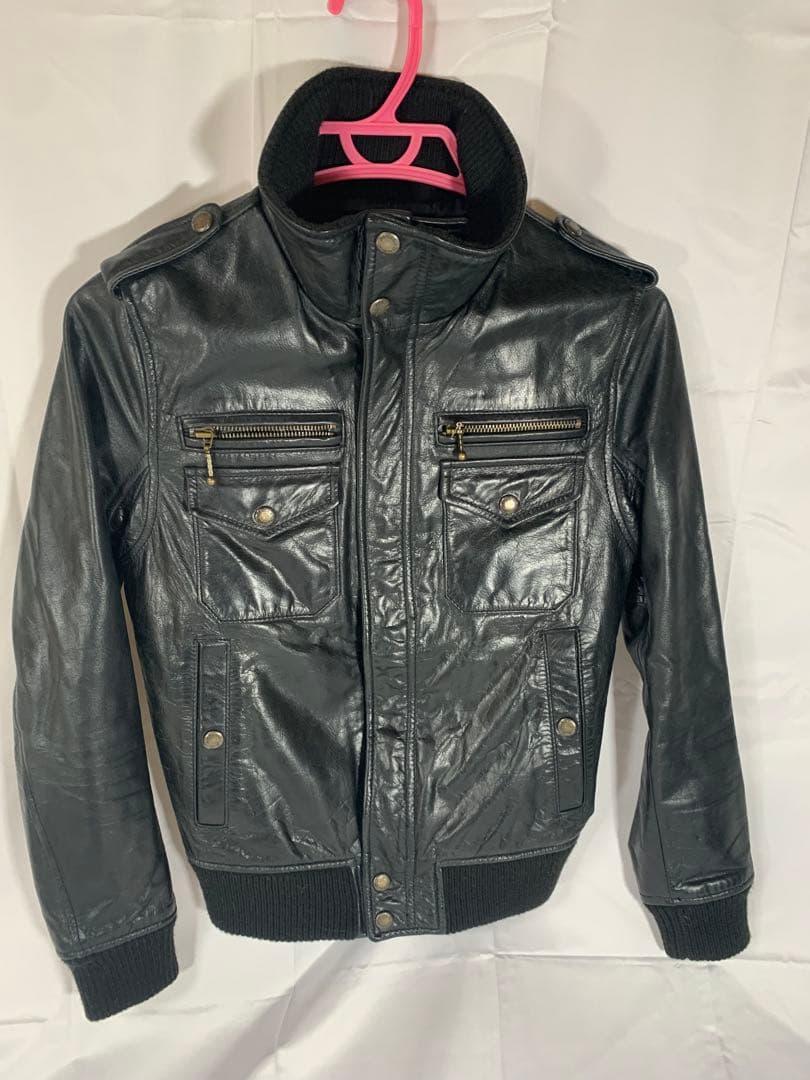 2月1日までうきち！Avirex 黒 レザージャケット G-1 S