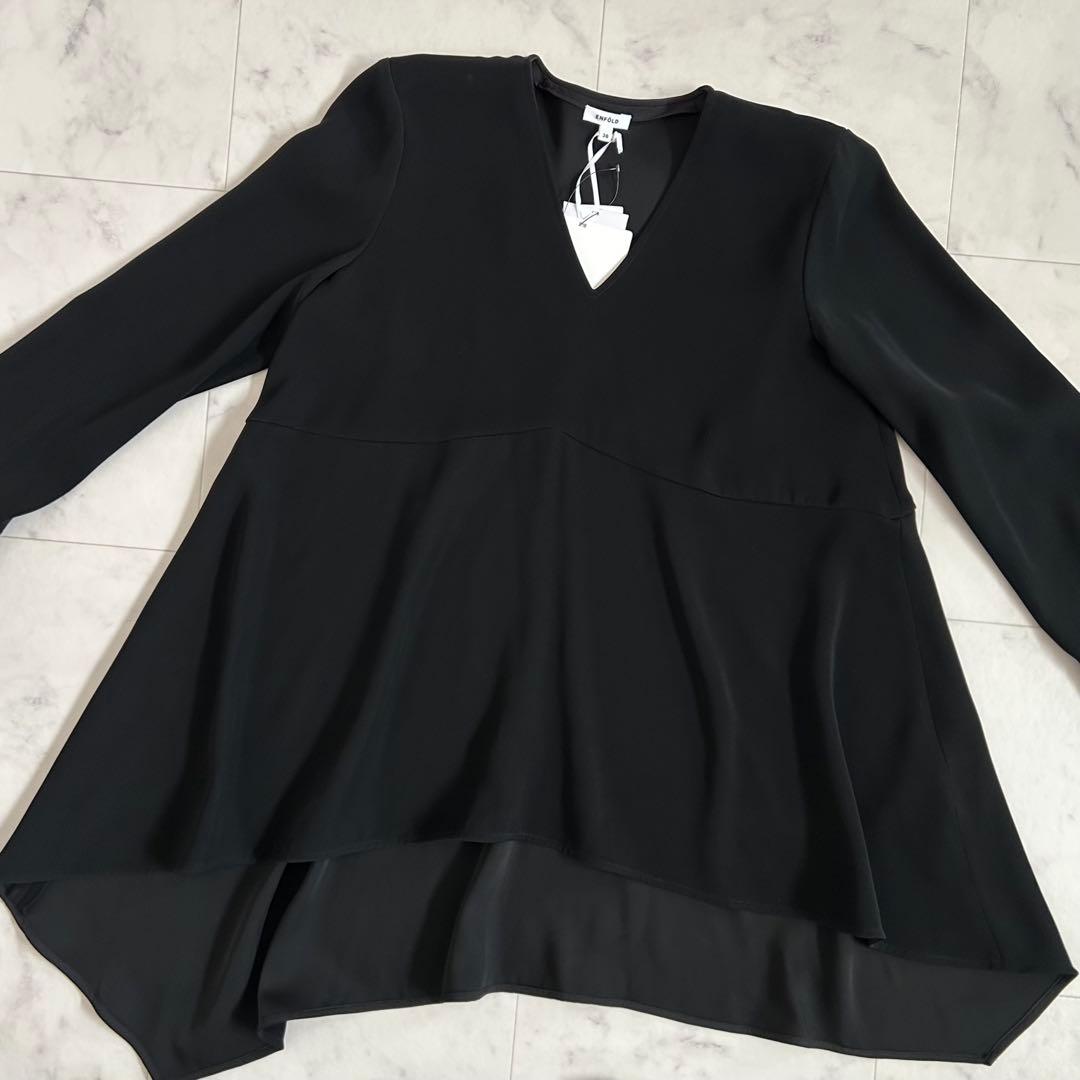 タグ付 エンフォルド ダブルサテンアシンメトリー ブラウス ブラック 38